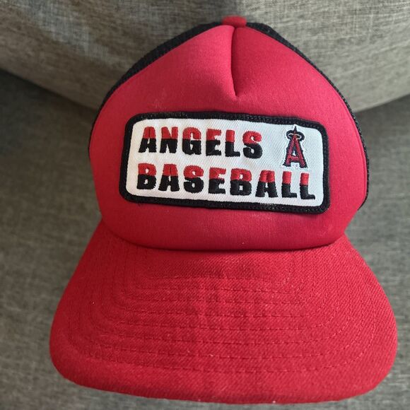 ‘47 Brand Other - Men's '47 Red Los Angeles Angels Trucker Adjustable Snapback Hat Cap Mesh OSFM
